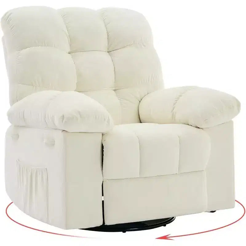 Acekool Rocking Recliner Chair, Swivel Upholstered Glider with Deep Seat and Side Pockets for Living Room or Bedroom