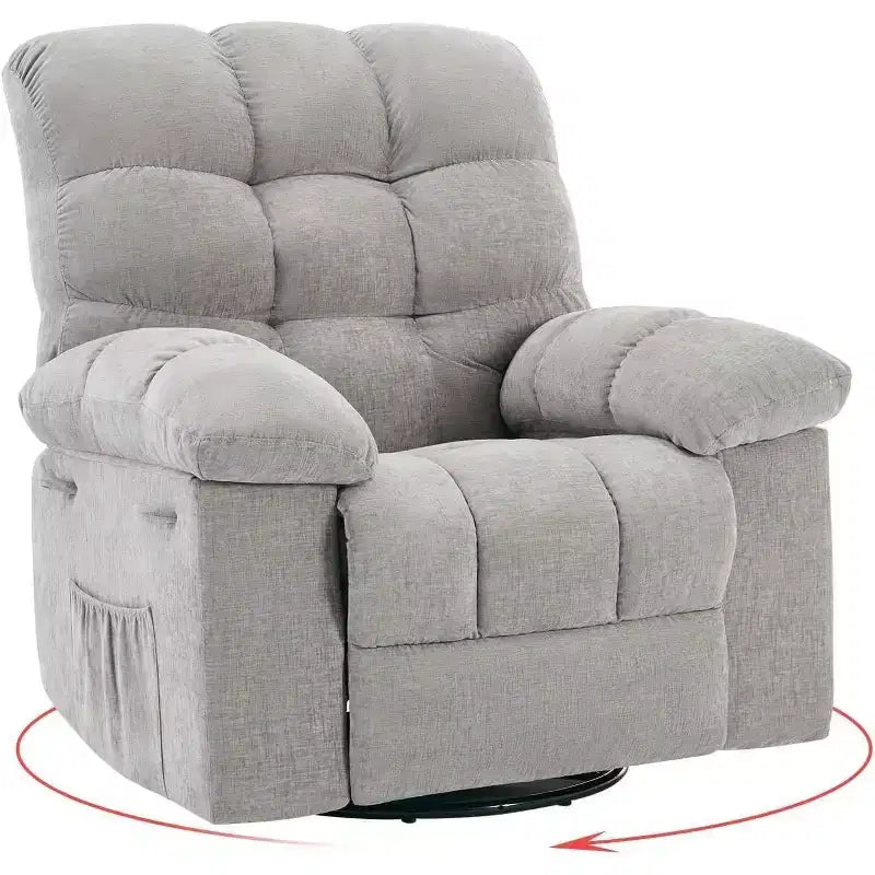 Acekool Rocking Recliner Chair, Swivel Upholstered Glider with Deep Seat and Side Pockets for Living Room or Bedroom