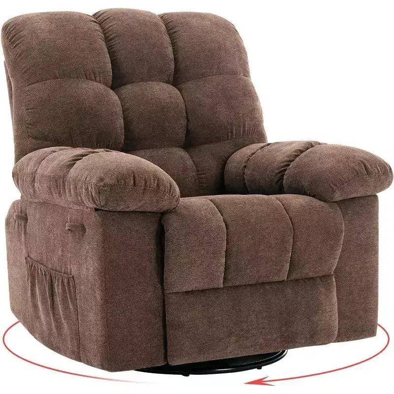 Acekool Rocking Recliner Chair, Swivel Upholstered Glider with Deep Seat and Side Pockets for Living Room or Bedroom