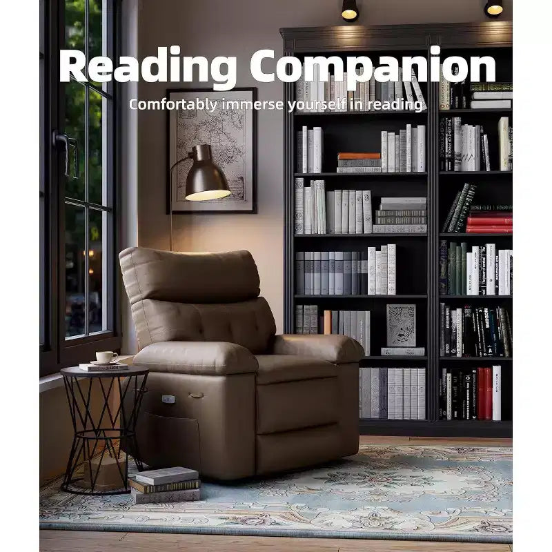 Acekool Oversized Manual Recliner Chair, Faux Leather Armchair with Thick Cushion for Living Room & Bedroom, Spacious Lazy Comfort