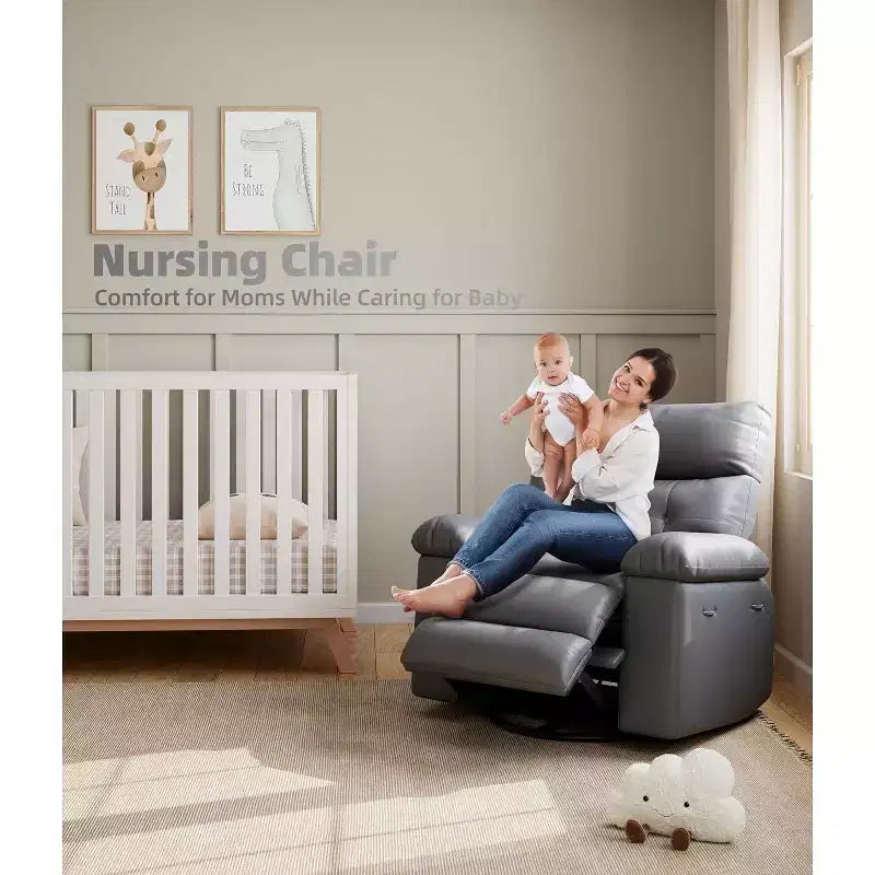 Acekool Oversized Manual Recliner Chair, Faux Leather Armchair with Thick Cushion for Living Room & Bedroom, Spacious Lazy Comfort