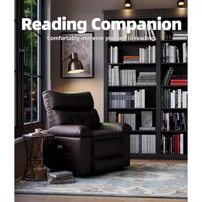 Acekool Oversized Manual Recliner Chair, Faux Leather Armchair with Thick Cushion for Living Room & Bedroom, Spacious Lazy Comfort