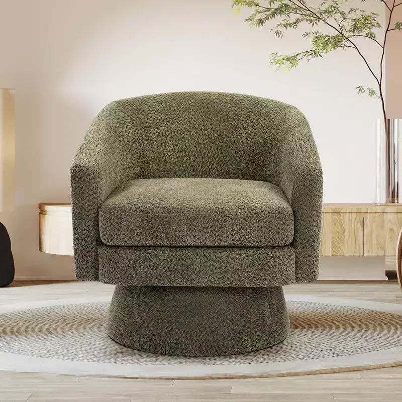 Swivel Accent Chair, 360 Chenille Swivel Lounge Reading Chair,Modern Single Sofa Lounge Armchair Club Chair with Storage Space
