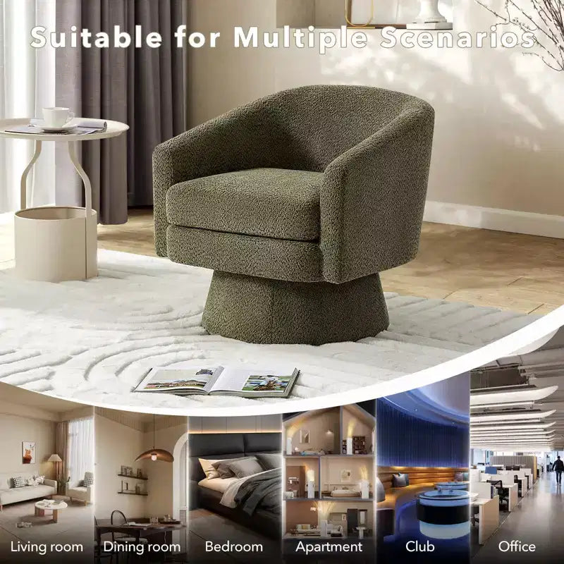 Swivel Accent Chair, 360 Chenille Swivel Lounge Reading Chair,Modern Single Sofa Lounge Armchair Club Chair with Storage Space