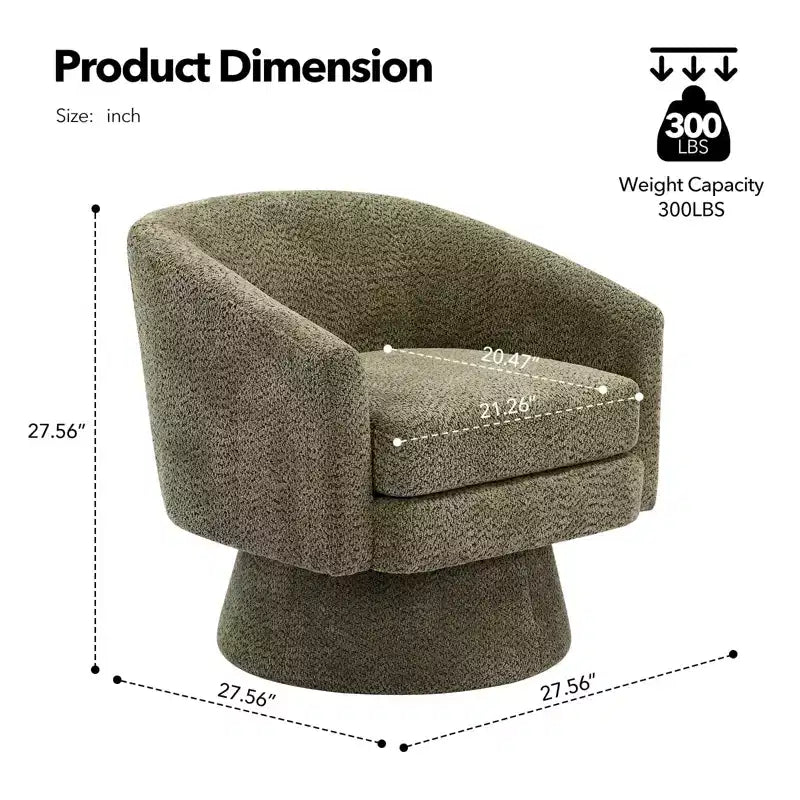 Swivel Accent Chair, 360 Chenille Swivel Lounge Reading Chair,Modern Single Sofa Lounge Armchair Club Chair with Storage Space