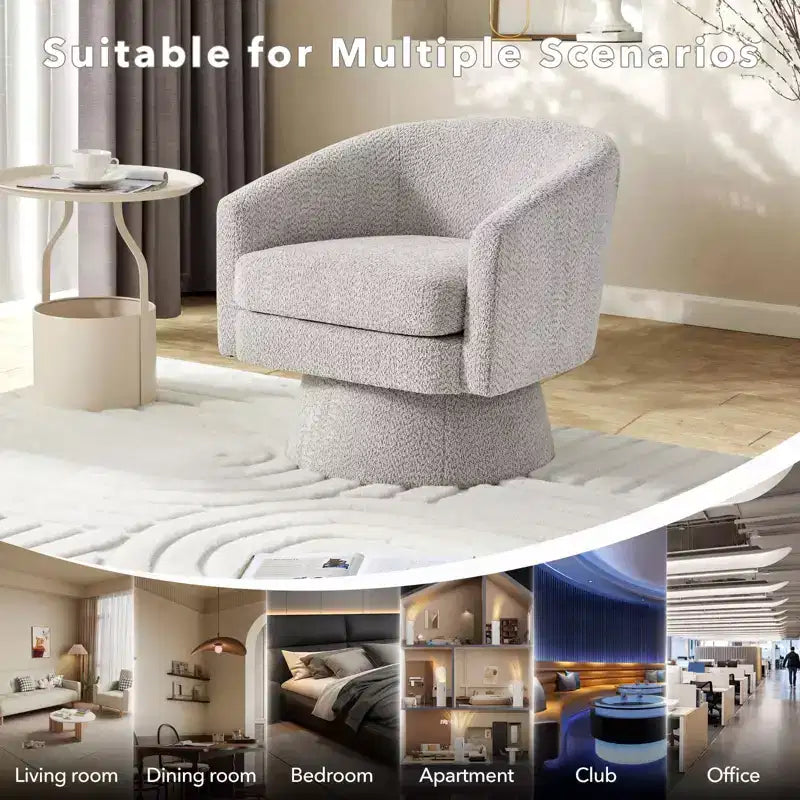 Swivel Accent Chair, 360 Chenille Swivel Lounge Reading Chair,Modern Single Sofa Lounge Armchair Club Chair with Storage Space