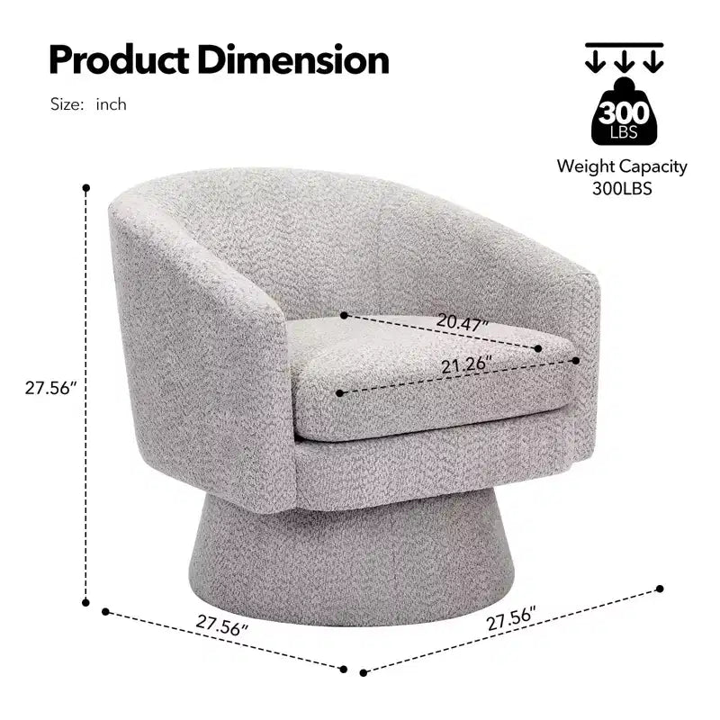 Swivel Accent Chair, 360 Chenille Swivel Lounge Reading Chair,Modern Single Sofa Lounge Armchair Club Chair with Storage Space