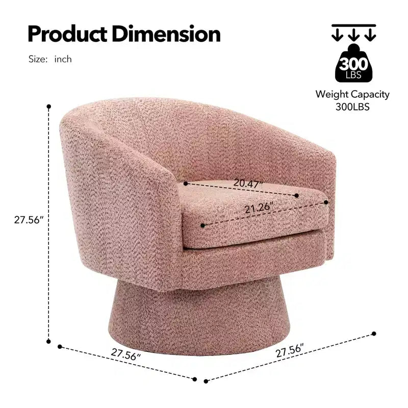 Swivel Accent Chair, 360 Chenille Swivel Lounge Reading Chair,Modern Single Sofa Lounge Armchair Club Chair with Storage Space