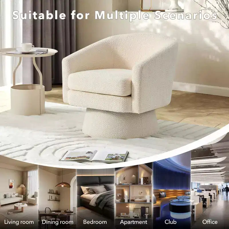 Swivel Accent Chair, 360 Chenille Swivel Lounge Reading Chair,Modern Single Sofa Lounge Armchair Club Chair with Storage Space