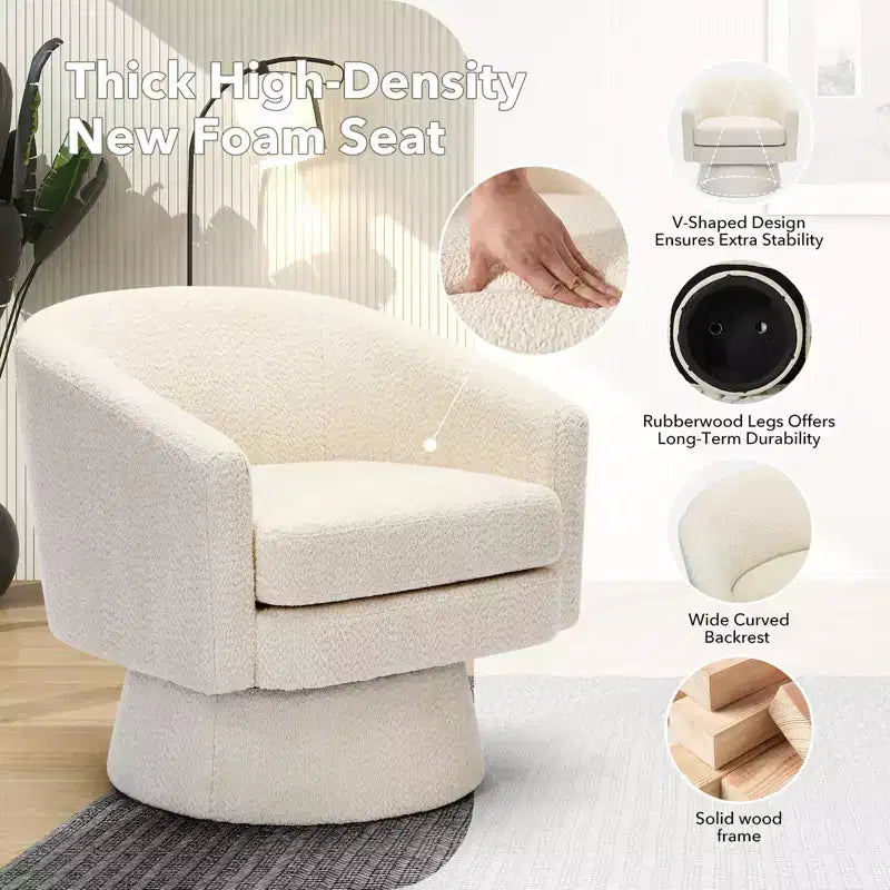 Swivel Accent Chair, 360 Chenille Swivel Lounge Reading Chair,Modern Single Sofa Lounge Armchair Club Chair with Storage Space
