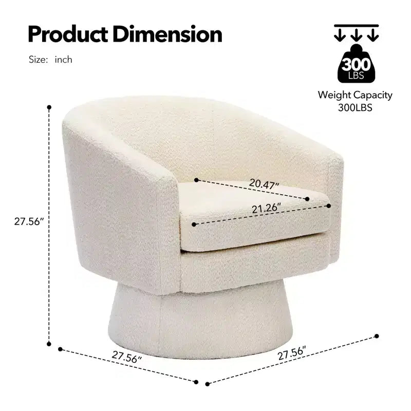 Swivel Accent Chair, 360 Chenille Swivel Lounge Reading Chair,Modern Single Sofa Lounge Armchair Club Chair with Storage Space