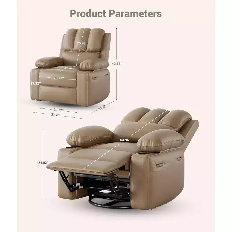 Acekool Power Recliner sofawith Massage, Swivel Rocker, USB Port, Cup Holders, Side Pockets, Extra-Wide Seat, Living Room