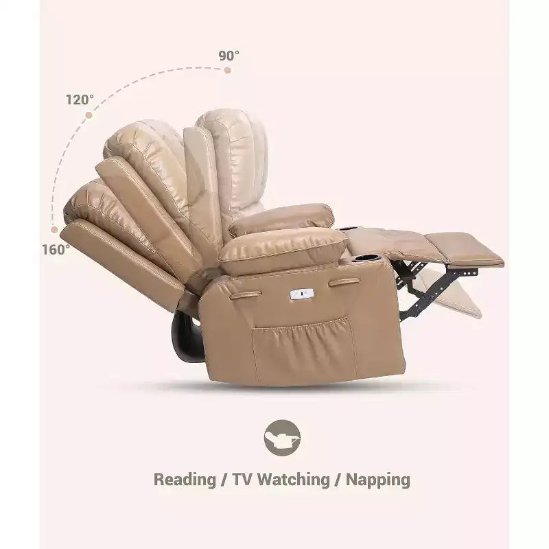 Acekool Power Recliner sofawith Massage, Swivel Rocker, USB Port, Cup Holders, Side Pockets, Extra-Wide Seat, Living Room