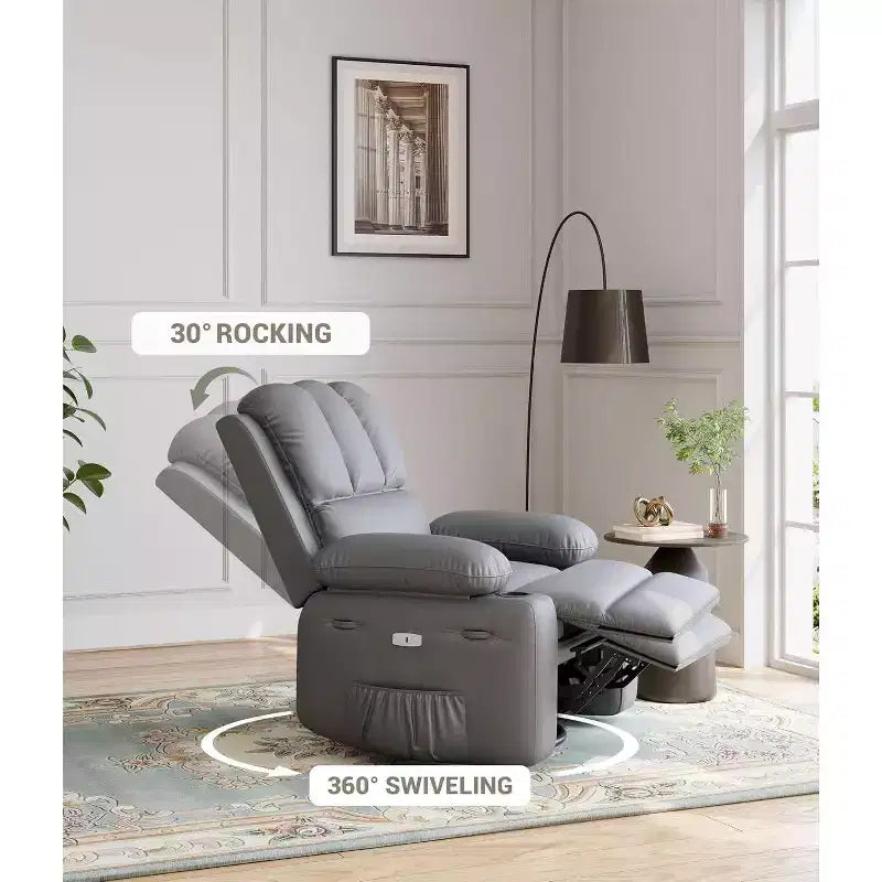 Acekool Power Recliner sofawith Massage, Swivel Rocker, USB Port, Cup Holders, Side Pockets, Extra-Wide Seat, Living Room