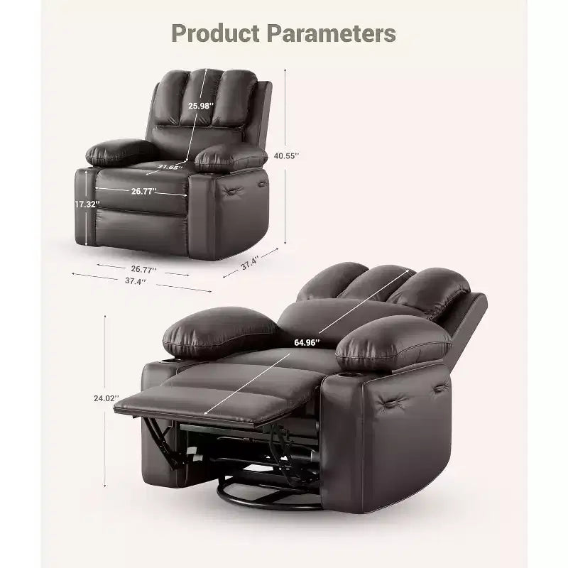 Acekool Power Recliner sofawith Massage, Swivel Rocker, USB Port, Cup Holders, Side Pockets, Extra-Wide Seat, Living Room