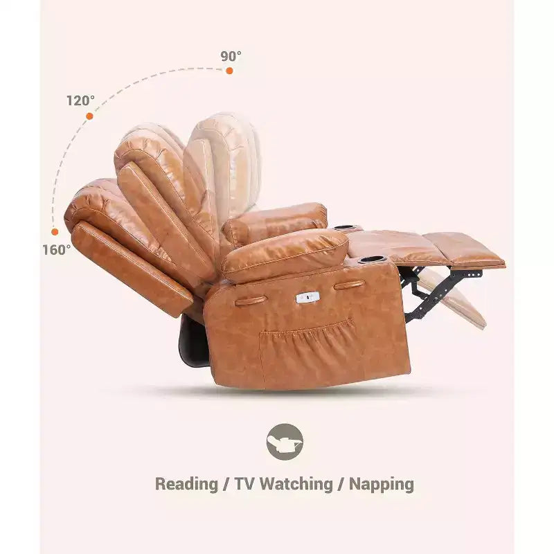 Acekool Power Recliner sofawith Massage, Swivel Rocker, USB Port, Cup Holders, Side Pockets, Extra-Wide Seat, Living Room