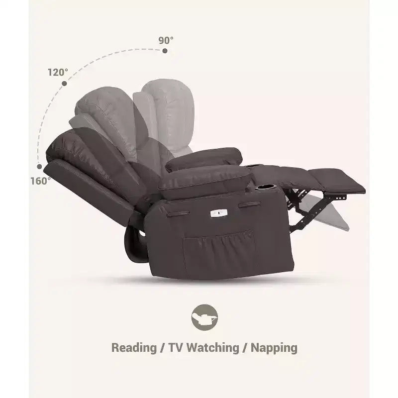 Acekool Power Recliner sofawith Massage, Swivel Rocker, USB Port, Cup Holders, Side Pockets, Extra-Wide Seat, Living Room