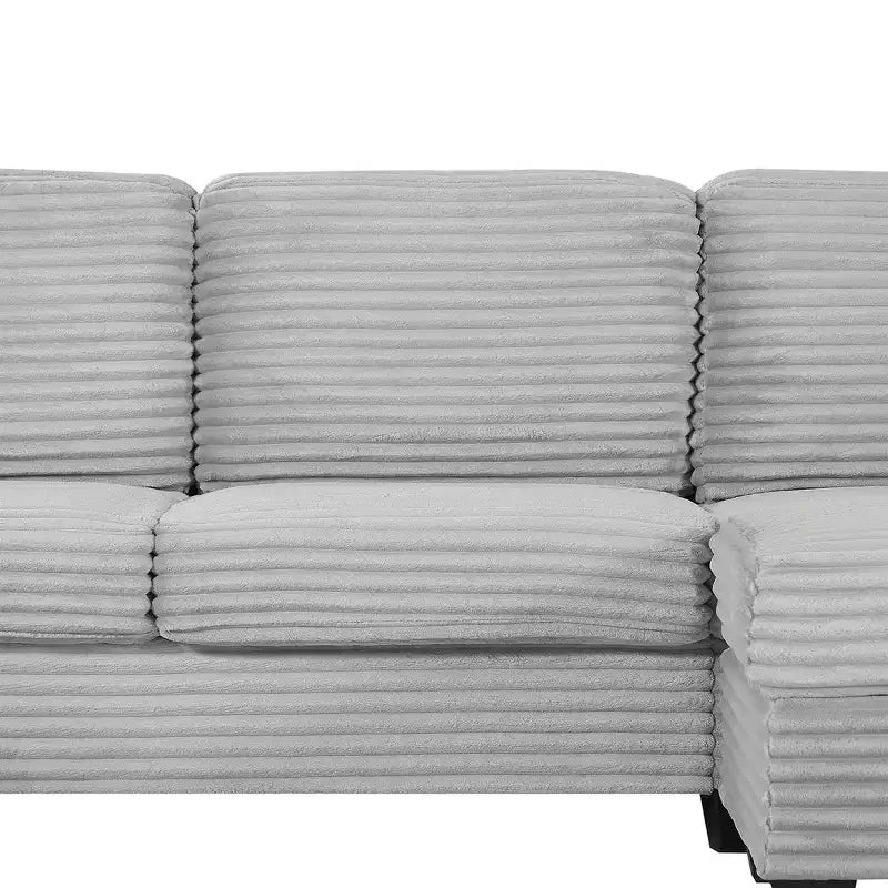 Whisen Corduroy Sectional Sofa with a Movable Ottoman and Side Storage Pockets