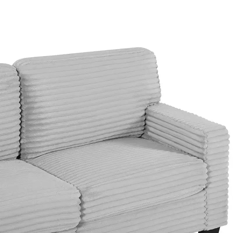 Whisen Corduroy Sectional Sofa with a Movable Ottoman and Side Storage Pockets