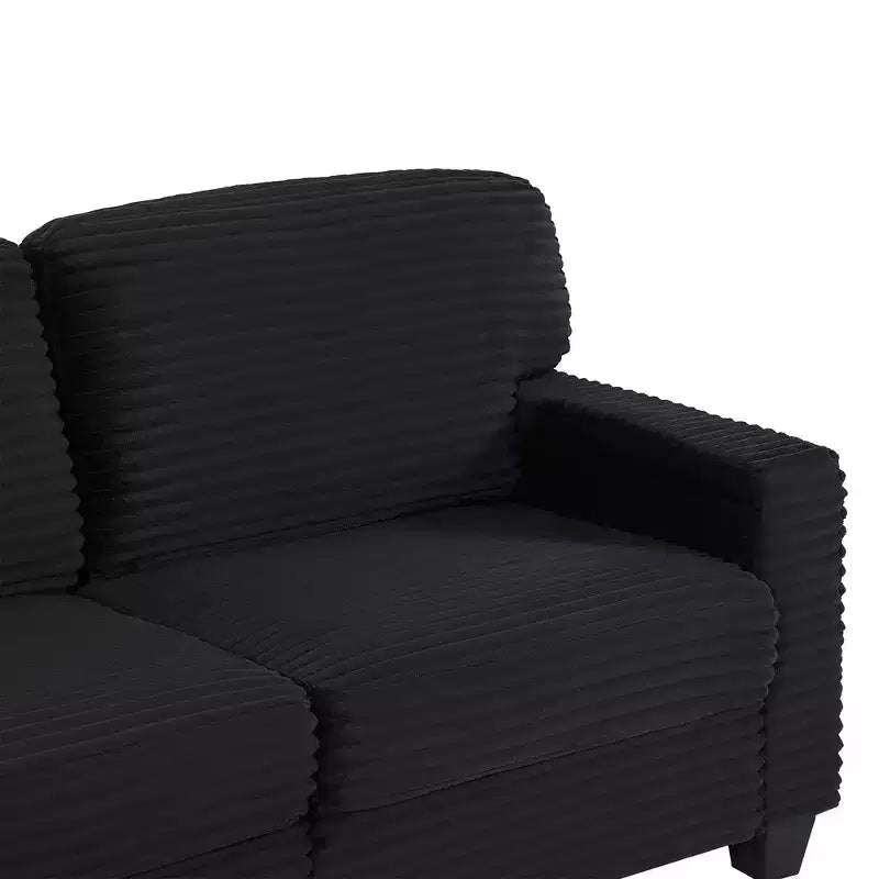 Whisen Corduroy Sectional Sofa with a Movable Ottoman and Side Storage Pockets