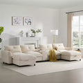 142'' Modular U-Shaped Sectional Sofa with Storage Ottoman Console USB Charger Wide Seats Chenille Upholstery 6-Seater for Living Room Apartment