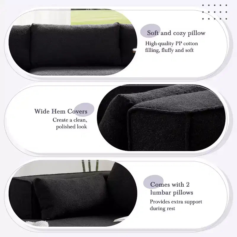 112'' Modular Sectional Sofa with Free Side Table and Boucle Fabric, Fully Compressed No Assembly L-Shaped 4-Seat Couch
