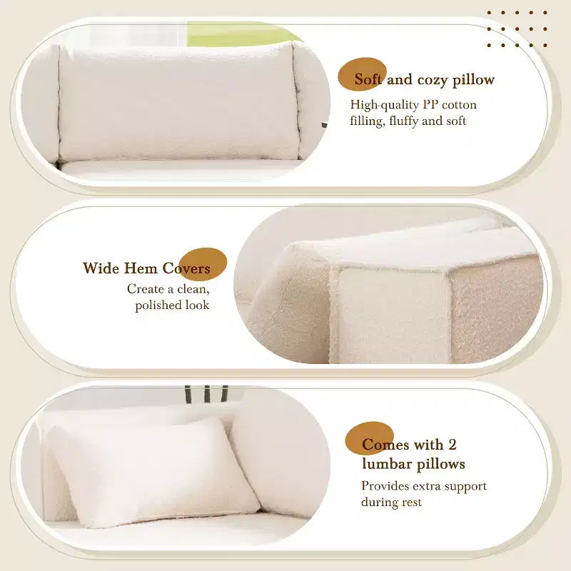 112'' Modular Sectional Sofa with Free Side Table and Boucle Fabric, Fully Compressed No Assembly L-Shaped 4-Seat Couch