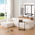 112'' Modular Sectional Sofa with Free Side Table and Boucle Fabric, Fully Compressed No Assembly L-Shaped 4-Seat Couch