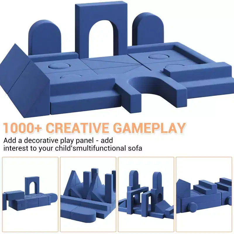 22PCS Modular Play Couch, Climbing and Crawl Foam Play Set Washable Velvet Sectional Sofa, Convertible Foam Climbing Sofa, Foam Floor Chair