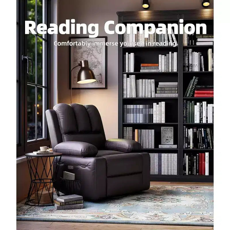 Faux Leather Swivel Rocking Recliner for Adults with Remote Control, Cup Holders, Lounge Chair for Living Room, Bedroom, Nursery