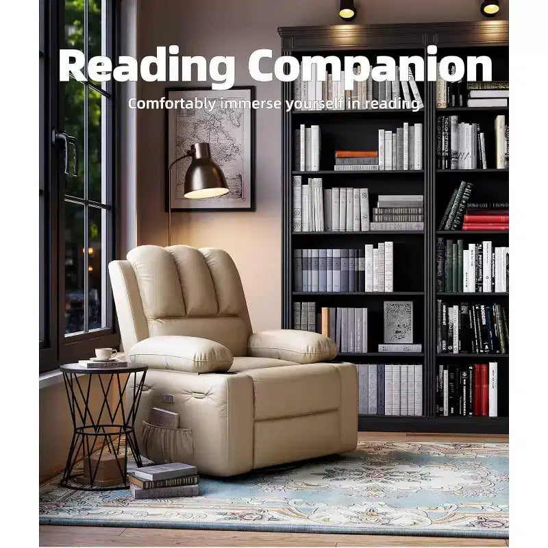 Faux Leather Swivel Rocking Recliner for Adults with Remote Control, Cup Holders, Lounge Chair for Living Room, Bedroom, Nursery