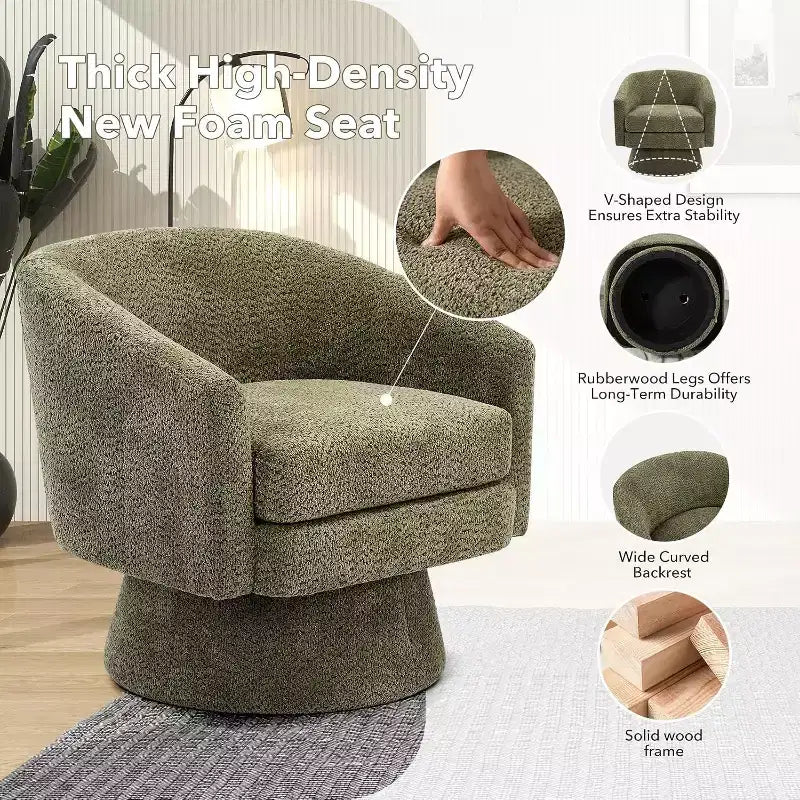 Swivel Accent Chair, 360 Chenille Swivel Lounge Reading Chair, Modern Single Sofa Lounge Armchair w/Storage Space for Living Room Bedroom