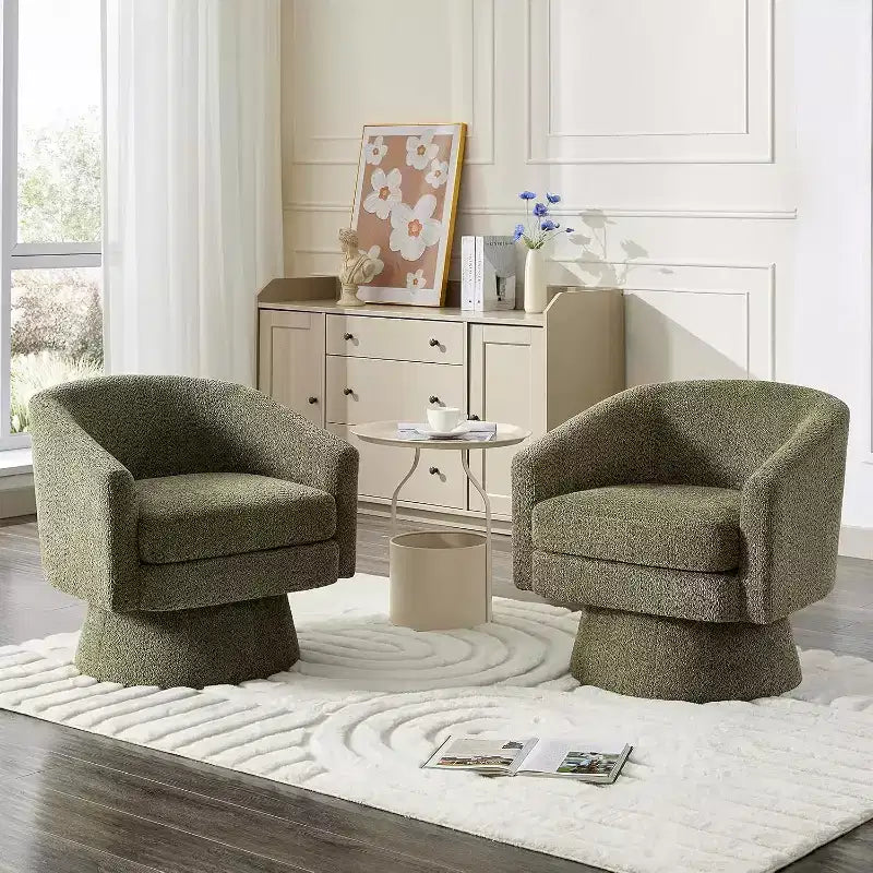 Swivel Accent Chair, 360 Chenille Swivel Lounge Reading Chair, Modern Single Sofa Lounge Armchair w/Storage Space for Living Room Bedroom
