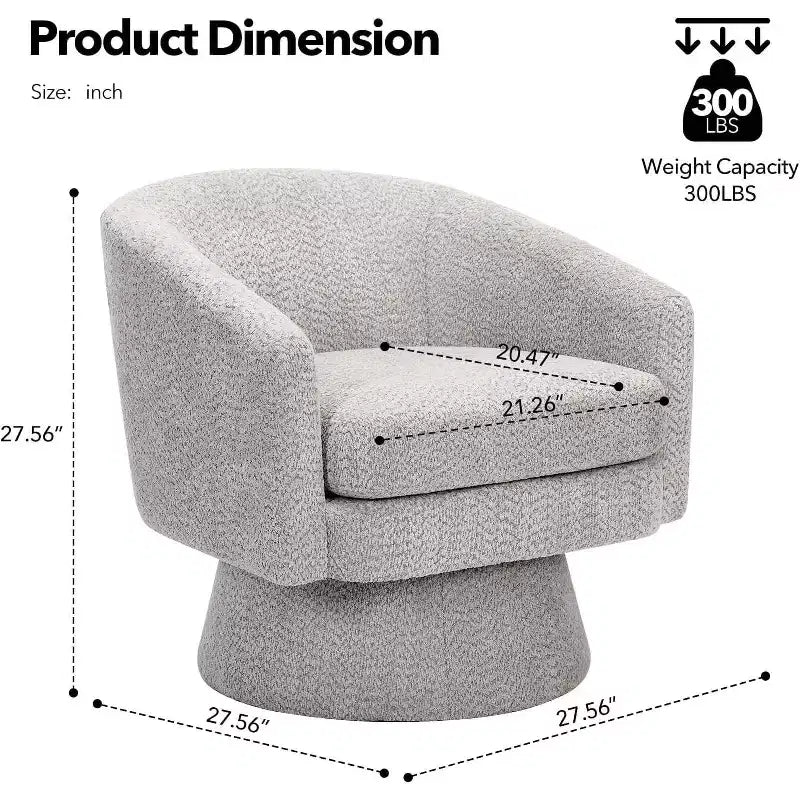 Swivel Accent Chair, 360 Chenille Swivel Lounge Reading Chair, Modern Single Sofa Lounge Armchair w/Storage Space for Living Room Bedroom