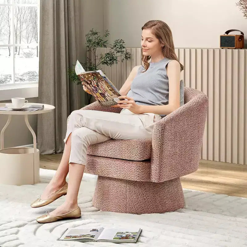 Swivel Accent Chair, 360 Chenille Swivel Lounge Reading Chair, Modern Single Sofa Lounge Armchair w/Storage Space for Living Room Bedroom