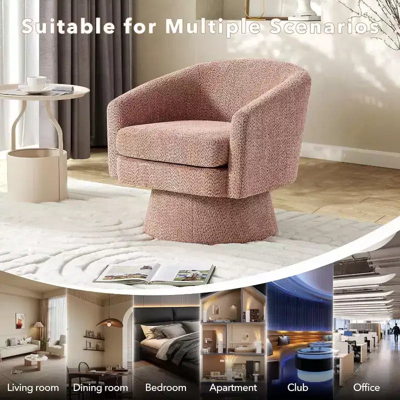 Swivel Accent Chair, 360 Chenille Swivel Lounge Reading Chair, Modern Single Sofa Lounge Armchair w/Storage Space for Living Room Bedroom