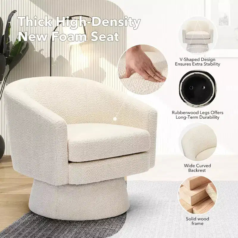 Swivel Accent Chair, 360 Chenille Swivel Lounge Reading Chair, Modern Single Sofa Lounge Armchair w/Storage Space for Living Room Bedroom
