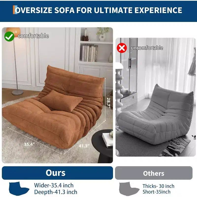 Modular Sectional Sofa, Bean Bag Couch with Deep Seat,Upholstered Couches for Living Room Bedroom,Bedroom,Apartment