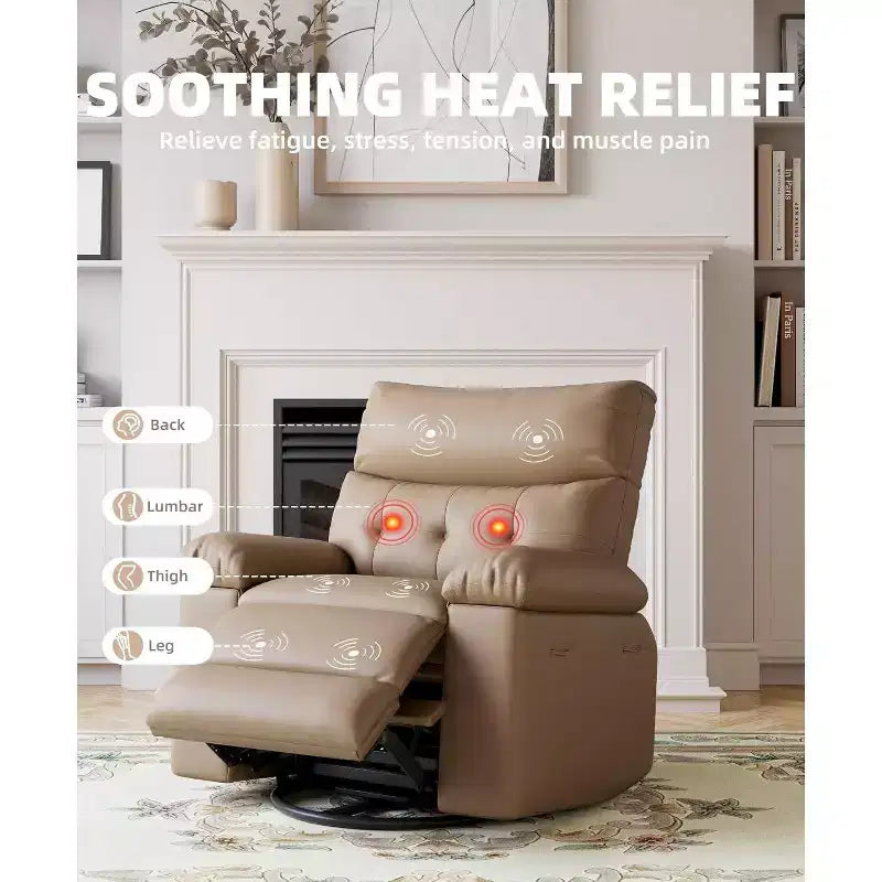 Acekool Electric Rocking Recliner Chair with Massage & Heat, Swivel Faux Leather Power Recliner, USB, Overstuffed Single Sofa for Living Room