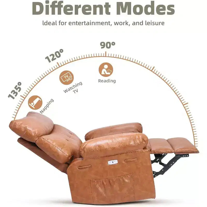 Acekool Electric Rocking Recliner Chair with Massage & Heat, Swivel Faux Leather Power Recliner, USB, Overstuffed Single Sofa for Living Room