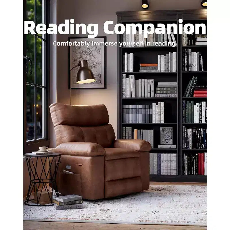 Acekool Electric Rocking Recliner Chair with Massage & Heat, Swivel Faux Leather Power Recliner, USB, Overstuffed Single Sofa for Living Room
