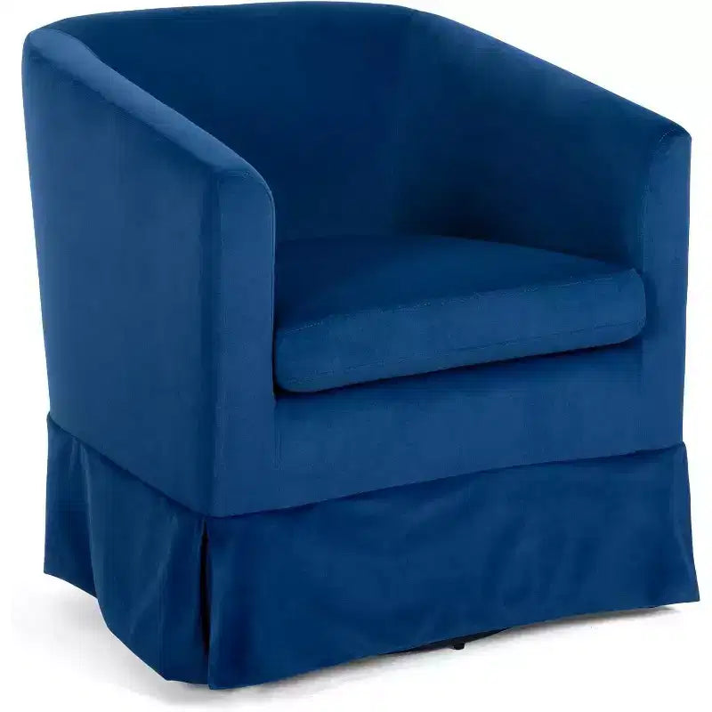 Acekool 27 Modern Swivel Chair, 360 Upholstered Sofa Chair with Plush Sponge Backrest and Wood Frame for Bedroom or Living Room, Blue