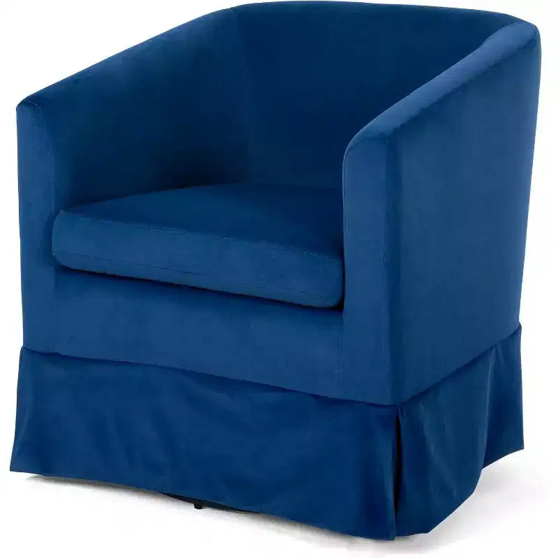 Acekool 27 Modern Swivel Chair, 360 Upholstered Sofa Chair with Plush Sponge Backrest and Wood Frame for Bedroom or Living Room, Blue