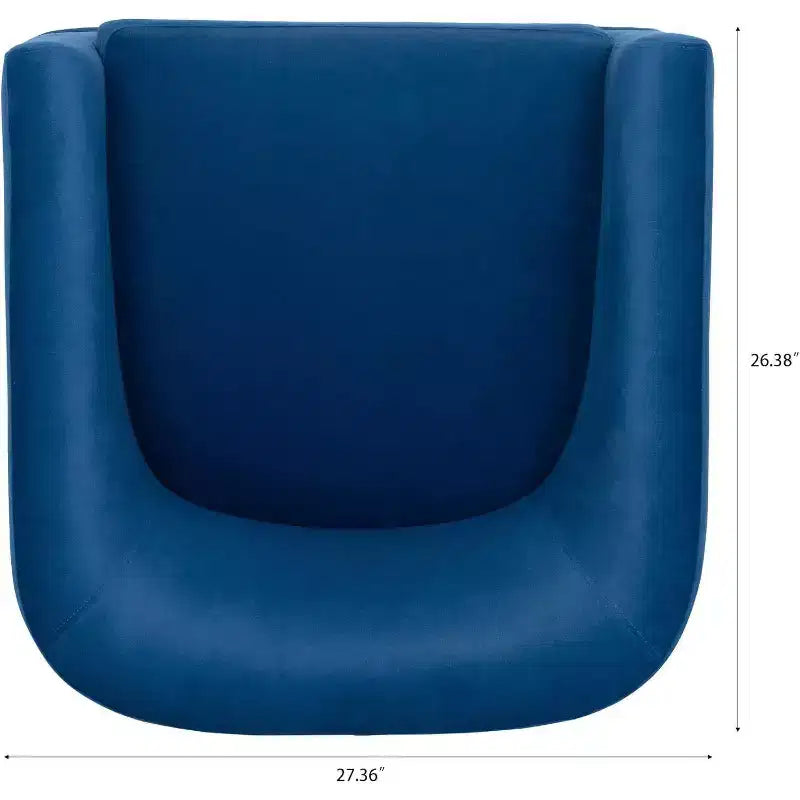Acekool 27 Modern Swivel Chair, 360 Upholstered Sofa Chair with Plush Sponge Backrest and Wood Frame for Bedroom or Living Room, Blue