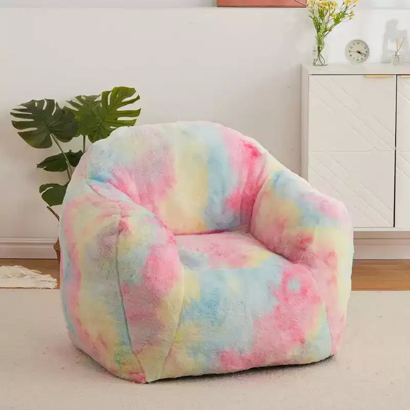 Bean Bag Chair, 32x39x28 Faux Fur Foam Filled - Adult Lazy Sofa for Living Room Dorm Reading Gaming, Pink