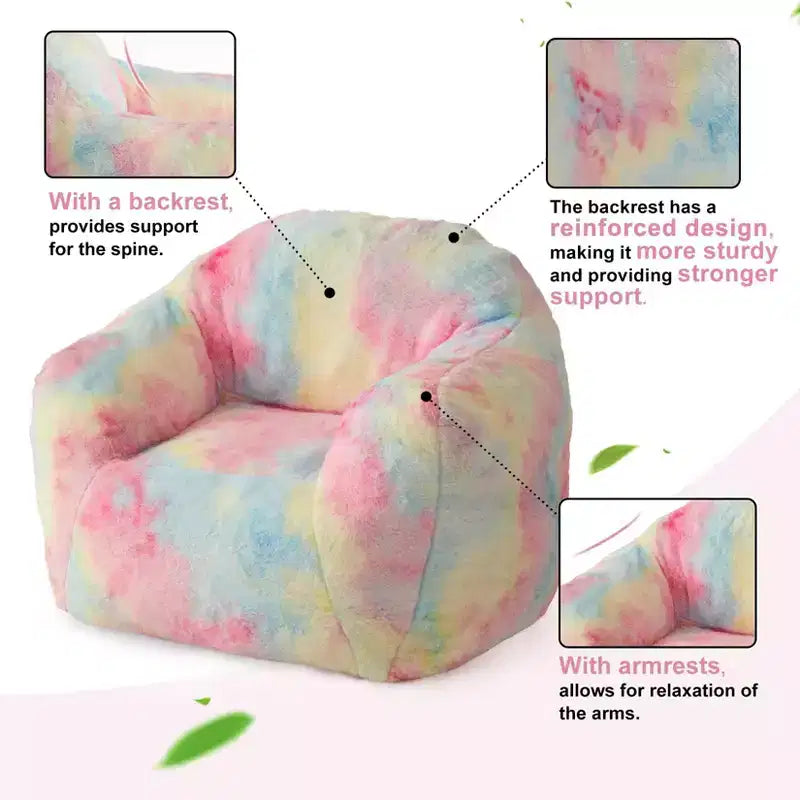 Bean Bag Chair, 32x39x28 Faux Fur Foam Filled - Adult Lazy Sofa for Living Room Dorm Reading Gaming, Pink