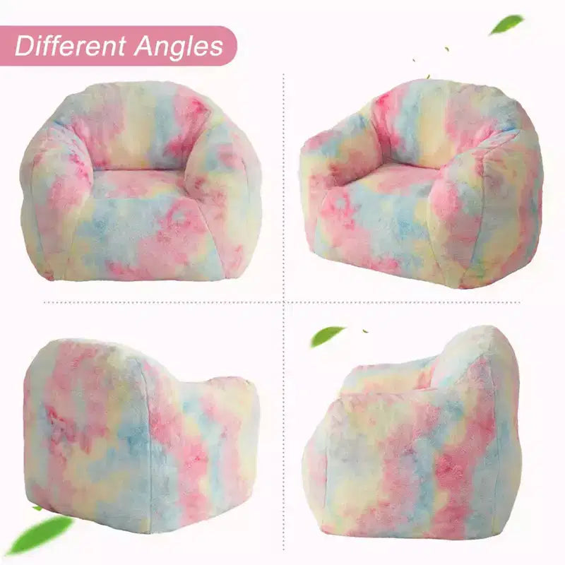 Bean Bag Chair, 32x39x28 Faux Fur Foam Filled - Adult Lazy Sofa for Living Room Dorm Reading Gaming, Pink