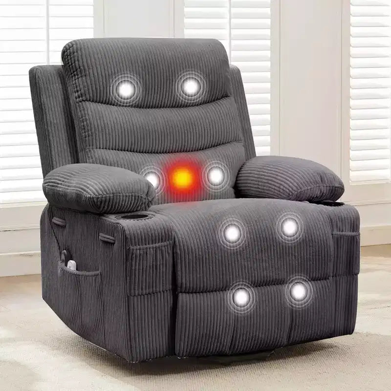 Power Lift Recliner Chair for Elderly, with Massage & Heat, Living Room Single Sofa, 135 Reclining Accent Chairs, 2 Cup Holders and Side Pockets