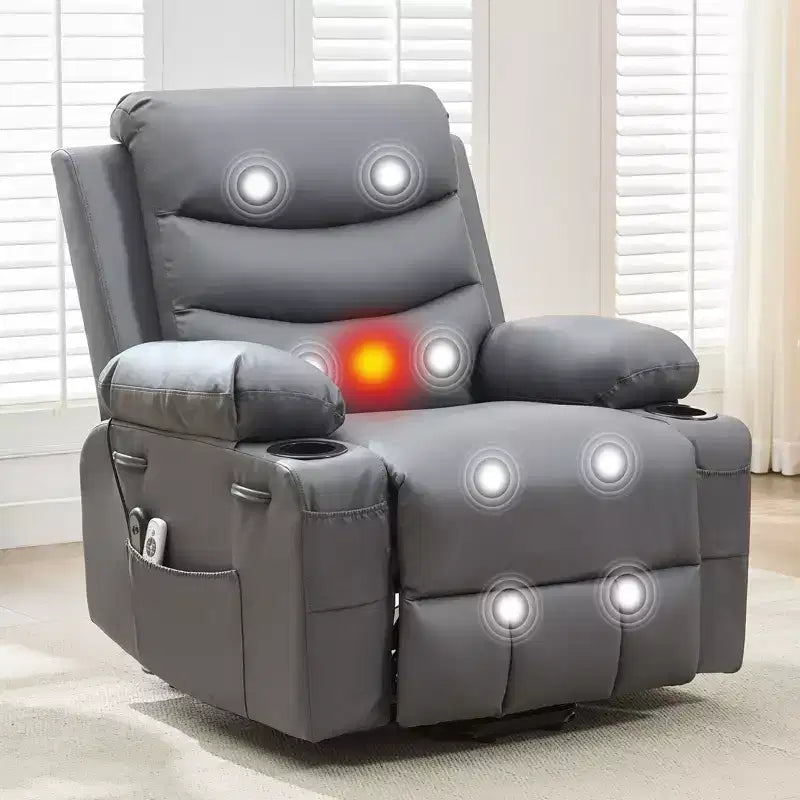 Power Lift Recliner Chair for Elderly, with Massage & Heat, Living Room Single Sofa, 135 Reclining Accent Chairs, 2 Cup Holders and Side Pockets
