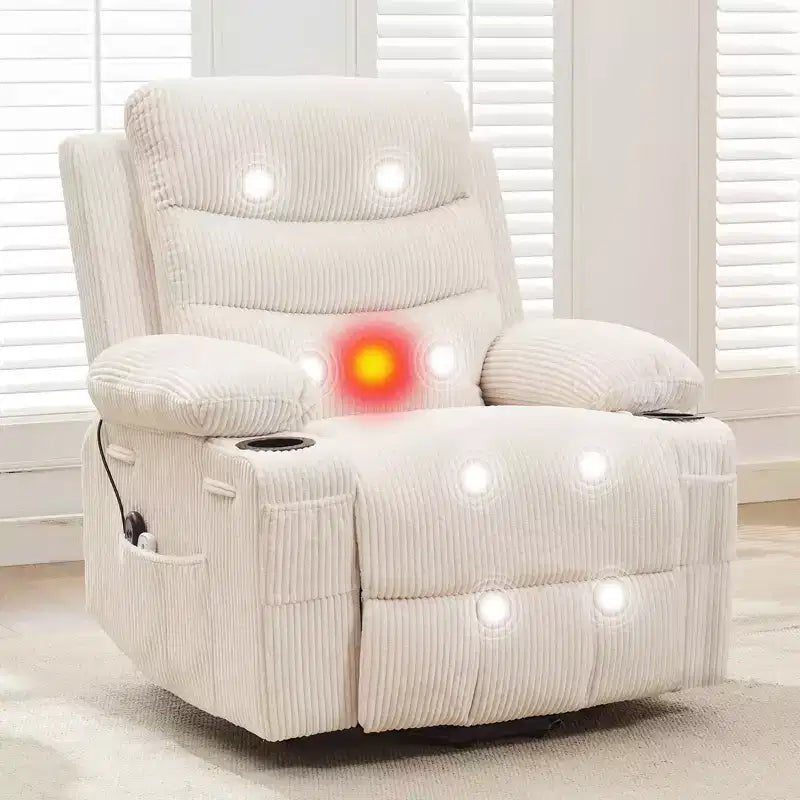 Power Lift Recliner Chair for Elderly, with Massage & Heat, Living Room Single Sofa, 135 Reclining Accent Chairs, 2 Cup Holders and Side Pockets
